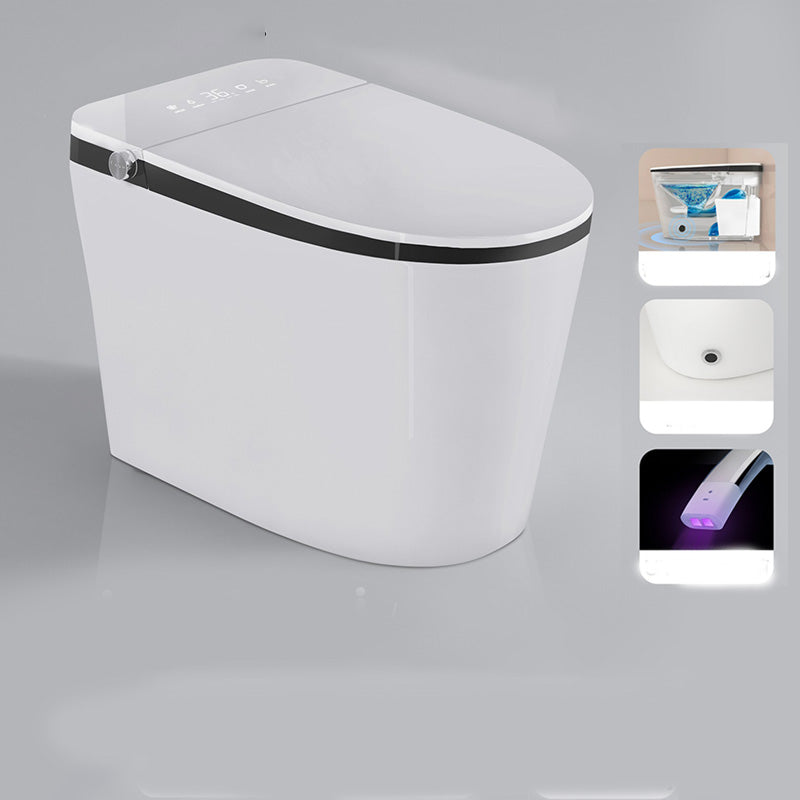 Elongated White Floor Standing Bidet with Heated Seat and Remote Control Included