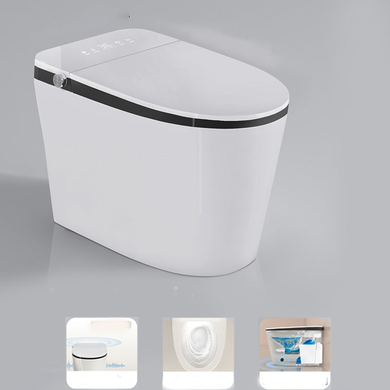 Elongated White Floor Standing Bidet with Heated Seat and Remote Control Included