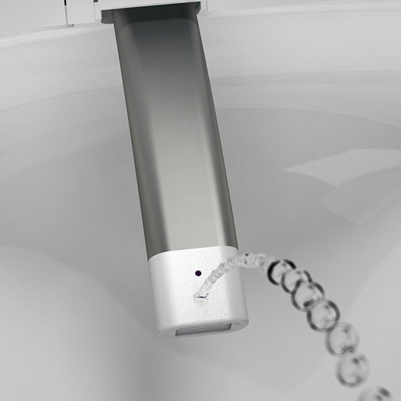 White Elongated Floor Standing Bidet with Warm Air Dryer and Heated Seat