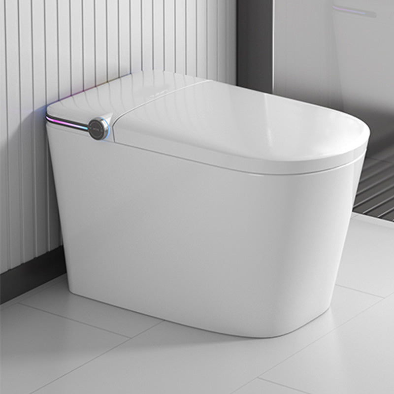 White Elongated Antimicrobial Floor Mount Bidet with Warm Air Dryer