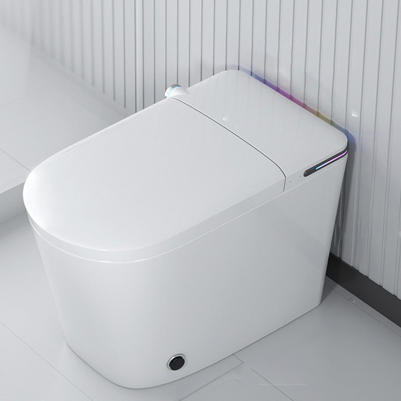 White Elongated Antimicrobial Floor Mount Bidet with Warm Air Dryer