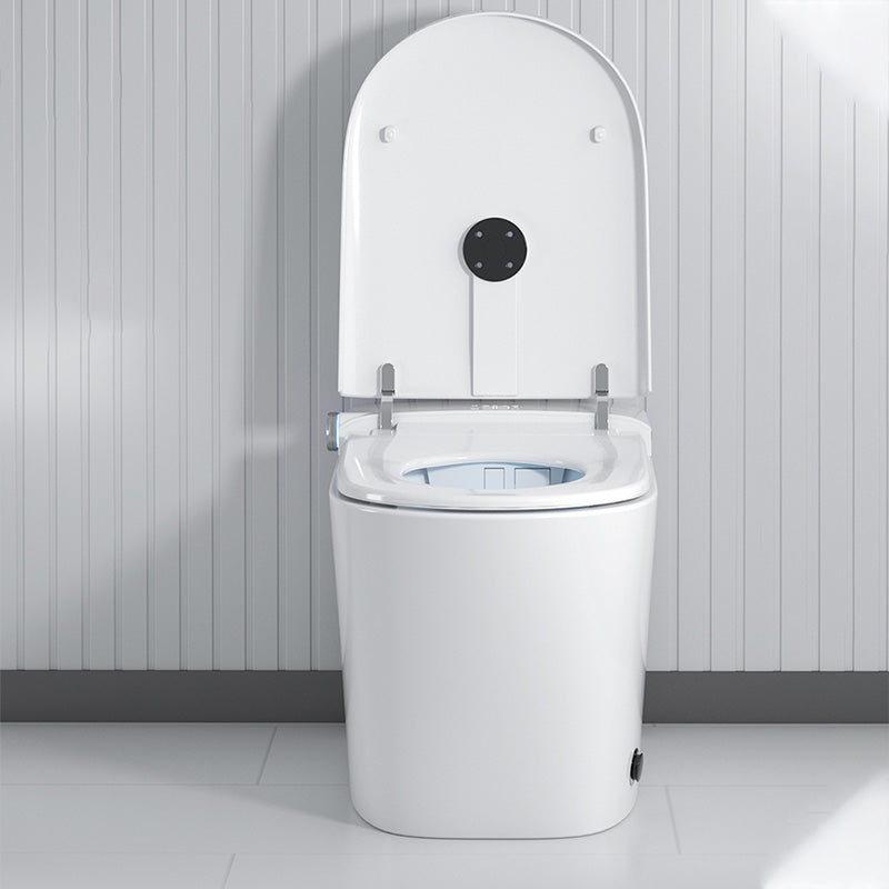 White Elongated Antimicrobial Floor Mount Bidet with Warm Air Dryer