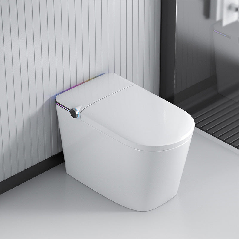 White Elongated Antimicrobial Floor Mount Bidet with Warm Air Dryer