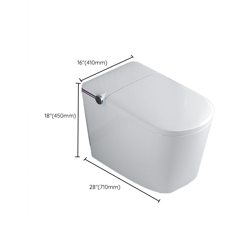 White Elongated Antimicrobial Floor Mount Bidet with Warm Air Dryer