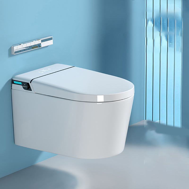 Elongated Wall Hung Toilet in White Ceramic Smart Toilet with Heated Seat