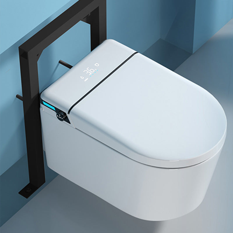 Elongated Wall Hung Toilet in White Ceramic Smart Toilet with Heated Seat