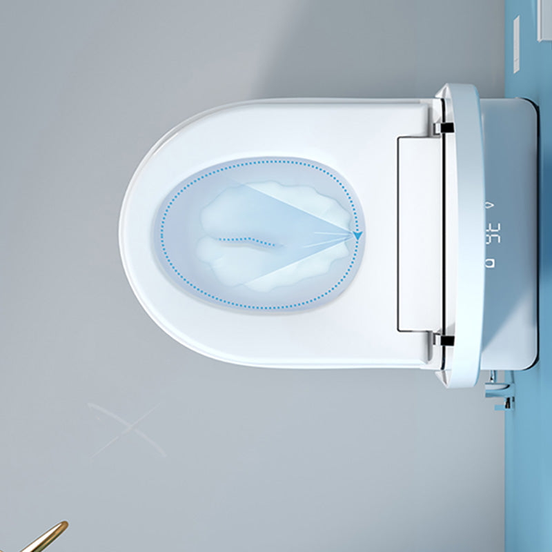 Elongated Wall Hung Toilet in White Ceramic Smart Toilet with Heated Seat