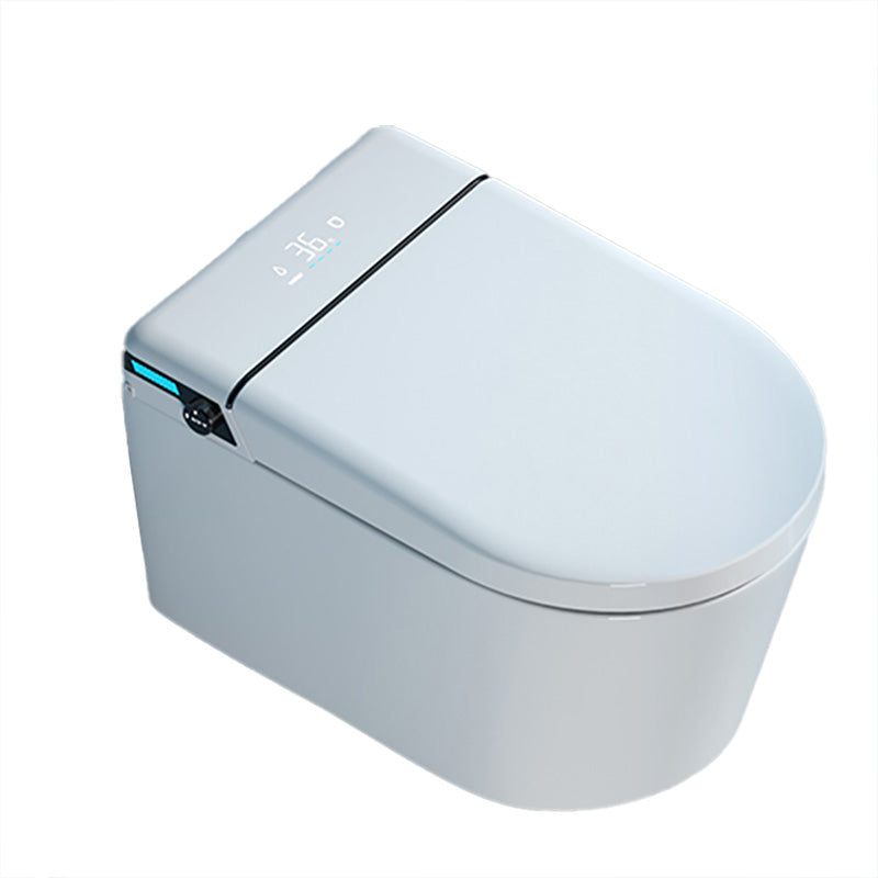 Elongated Wall Hung Toilet in White Ceramic Smart Toilet with Heated Seat