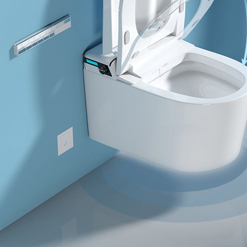 Elongated Wall Hung Toilet in White Ceramic Smart Toilet with Heated Seat