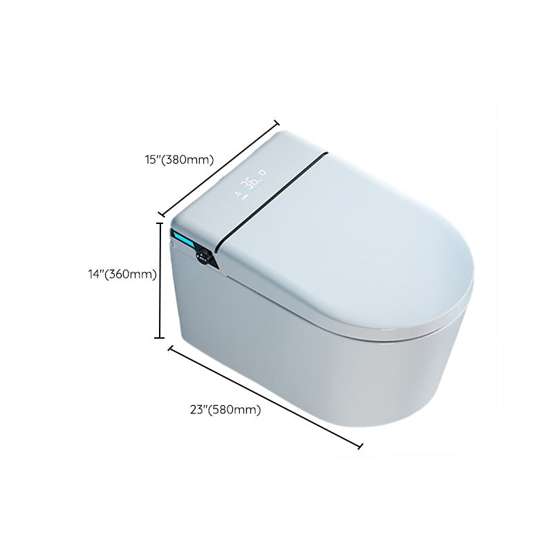 Elongated Wall Hung Toilet in White Ceramic Smart Toilet with Heated Seat