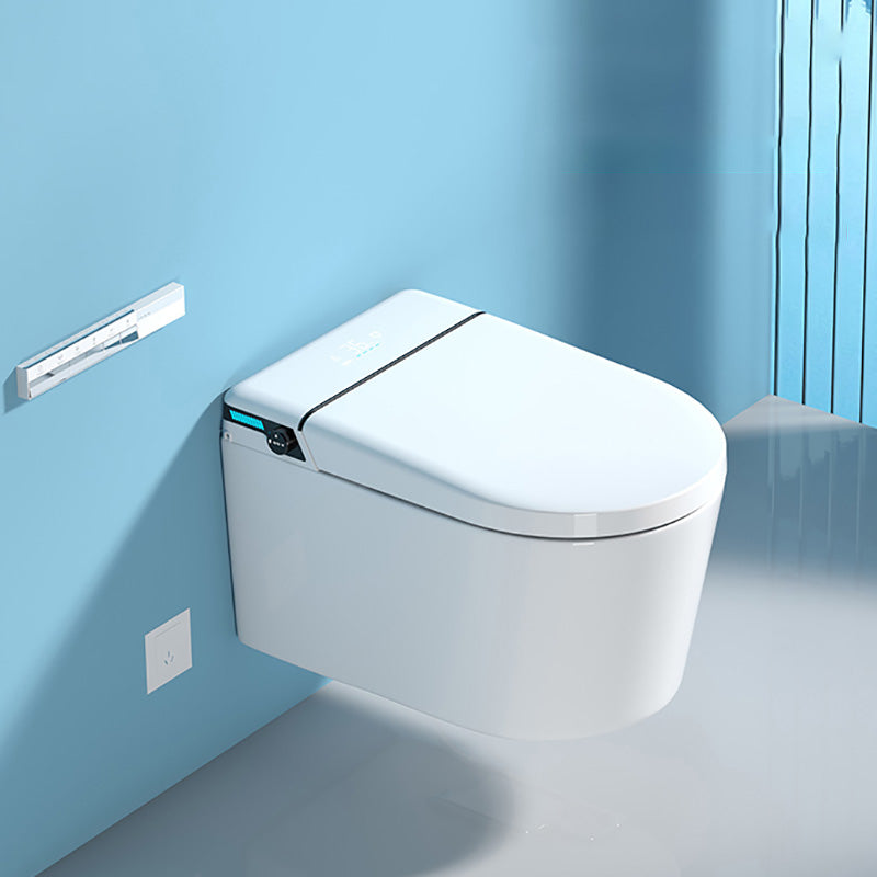 Elongated Wall Hung Toilet Set Foot Sensor Ceramic Wall Mounted Bidet in White