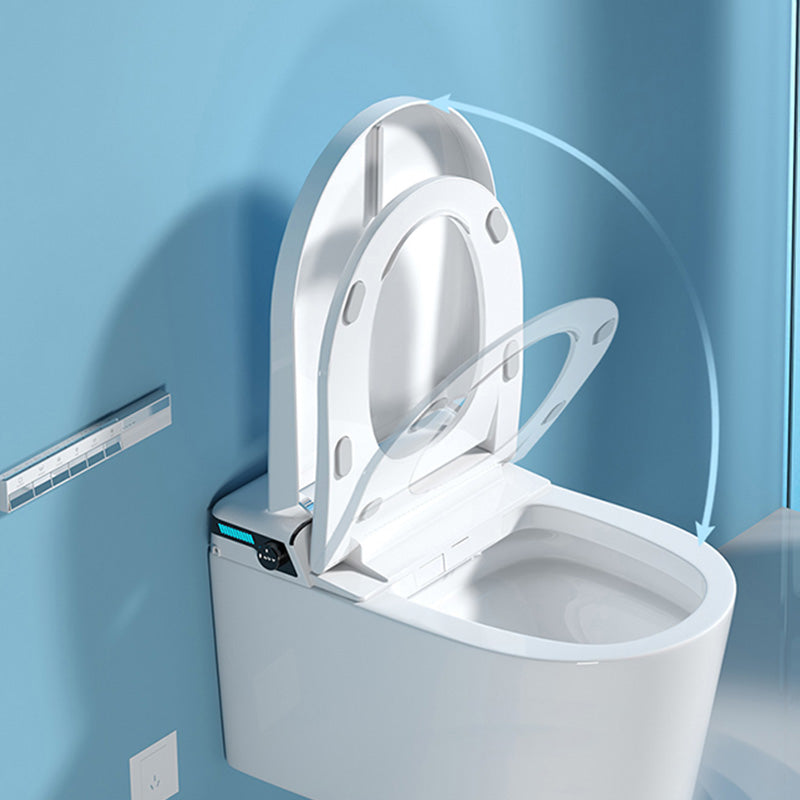 Elongated Wall Hung Toilet Set Foot Sensor Ceramic Wall Mounted Bidet in White