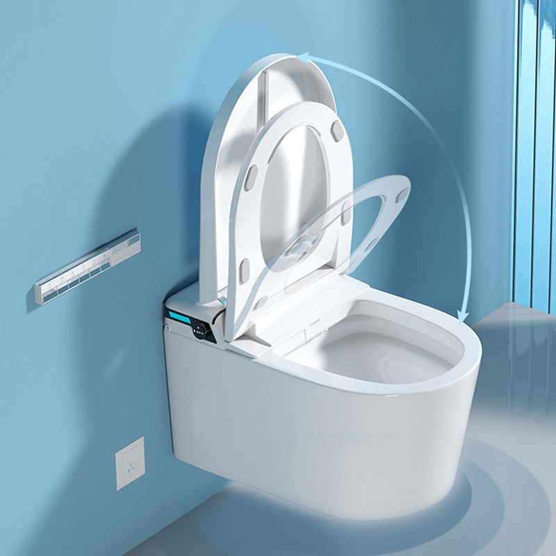 Elongated Wall Hung Toilet Set Foot Sensor Ceramic Wall Mounted Bidet in White