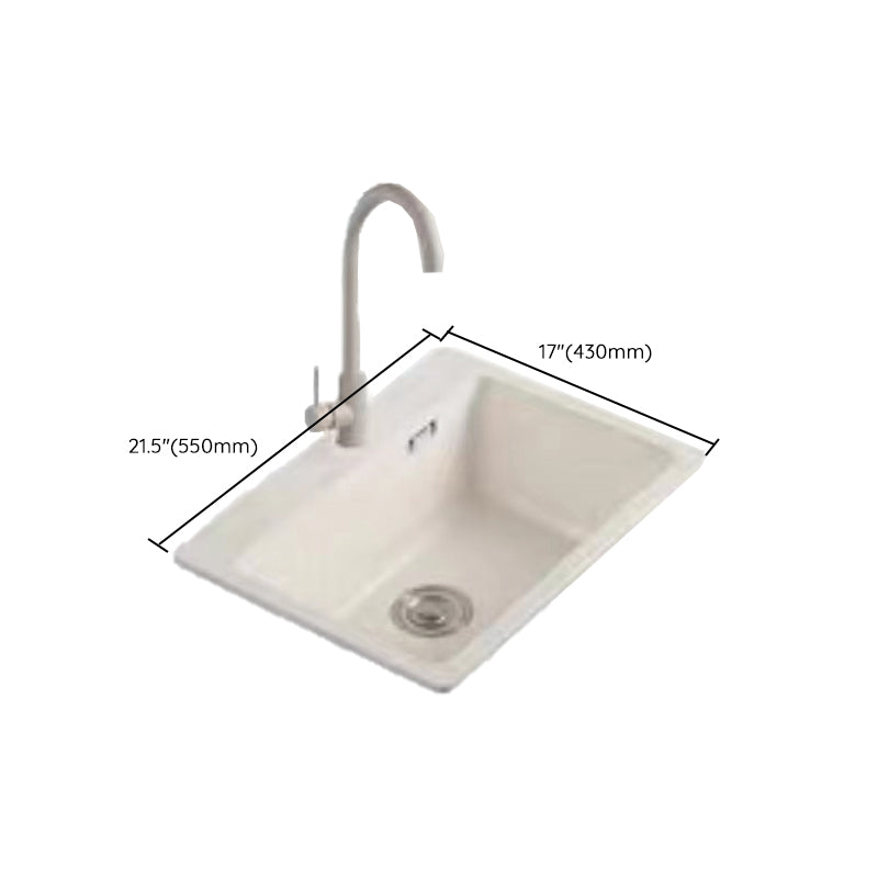 Modern Style Kitchen Sink Overflow Hole Design Drop-In Quartz Kitchen Sink in Beige