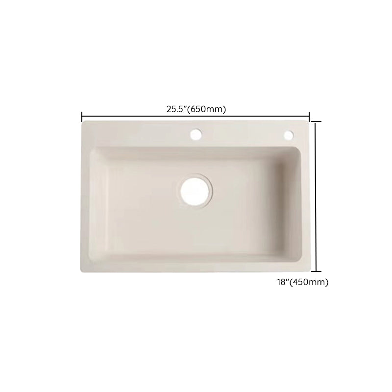 Modern Style Kitchen Sink Overflow Hole Design Drop-In Quartz Kitchen Sink in Beige