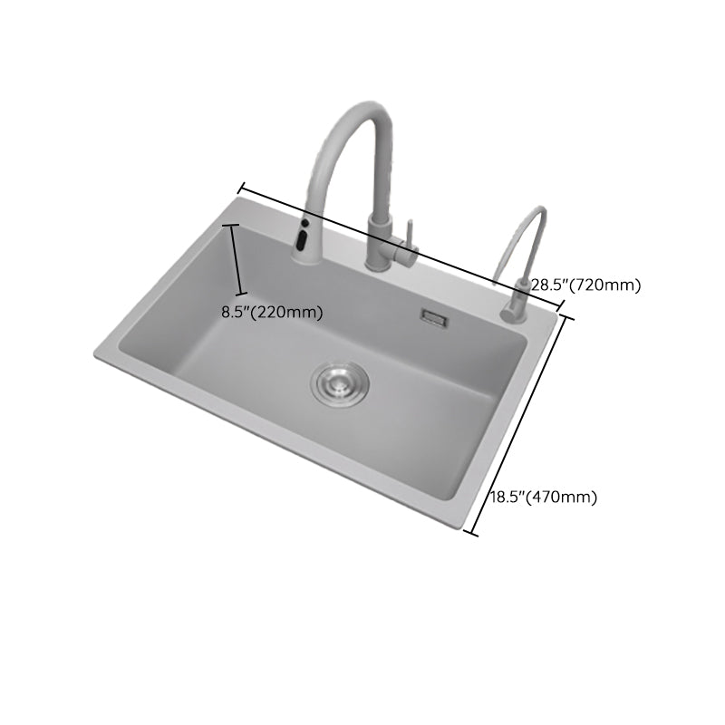 Modern Style Kitchen Sink Overflow Hole Design Drop-In Quartz Kitchen Sink