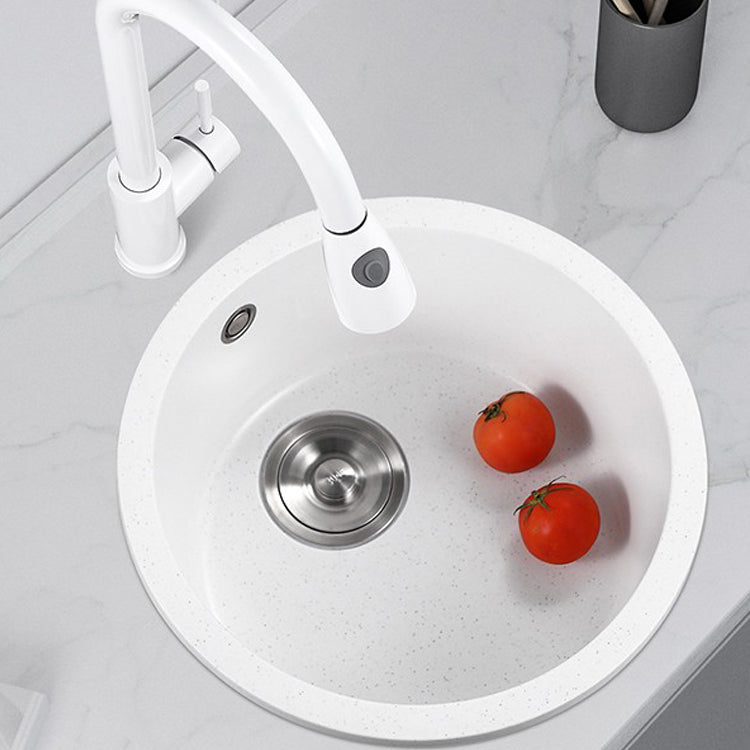 Contemporary Style Kitchen Sink Overflow Hole Design Drop-In Quartz Kitchen Sink