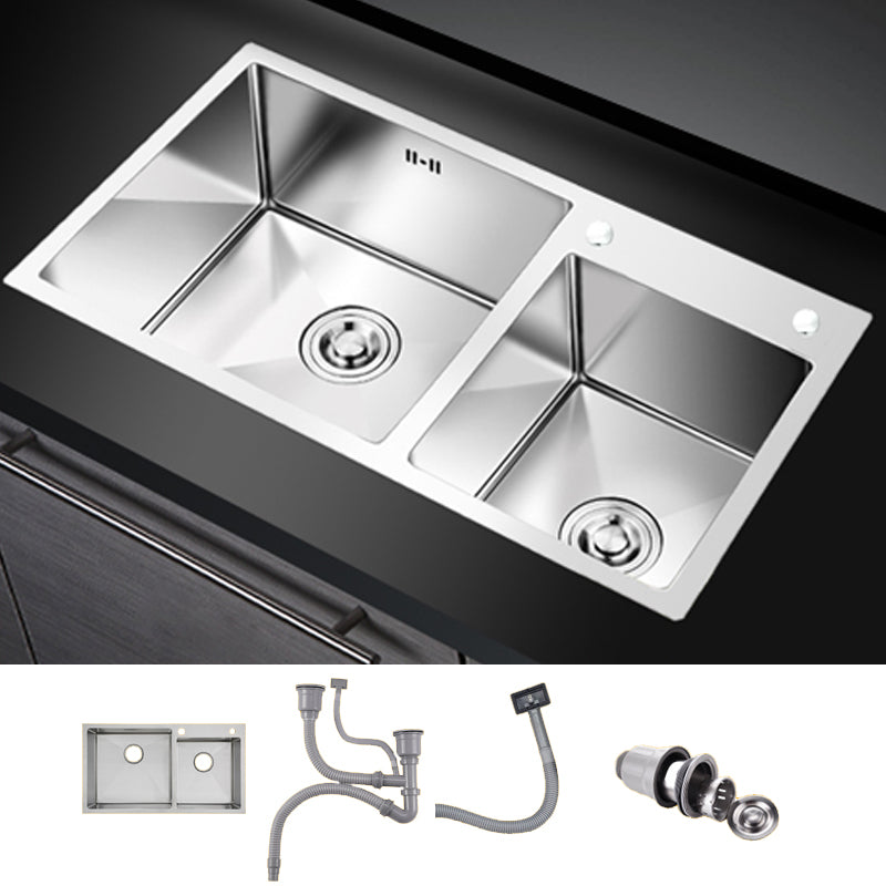 Kitchen Double Sink Stainless Steel Modern Style Drop-In Kitchen Sink