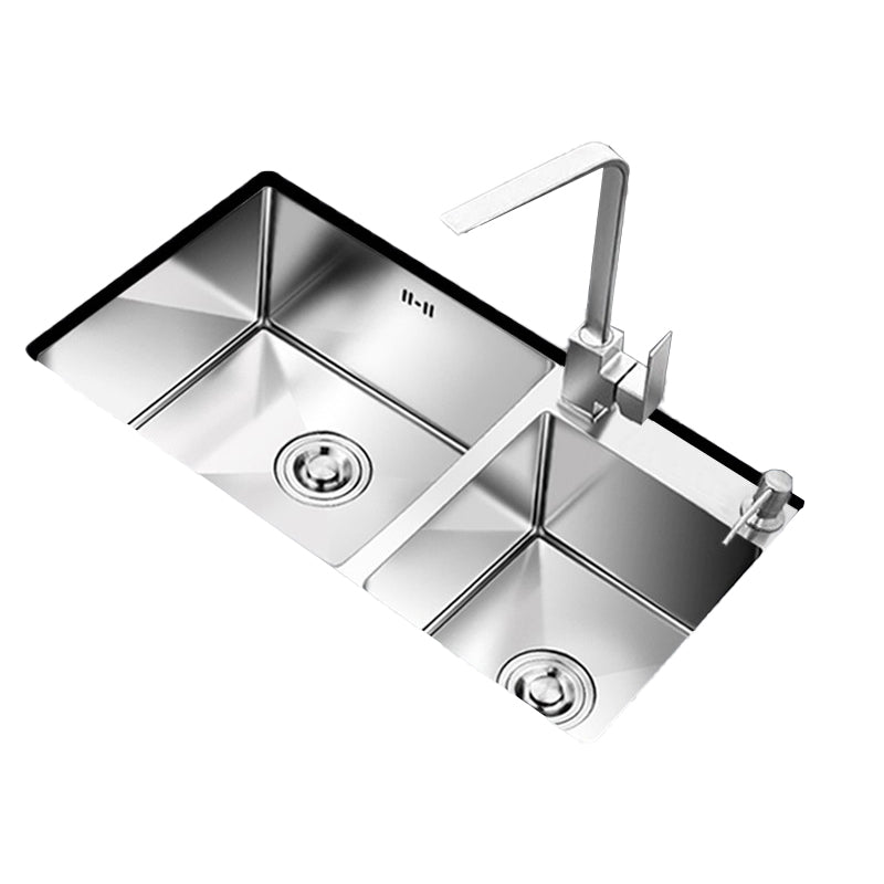 Kitchen Double Sink Stainless Steel Modern Style Drop-In Kitchen Sink