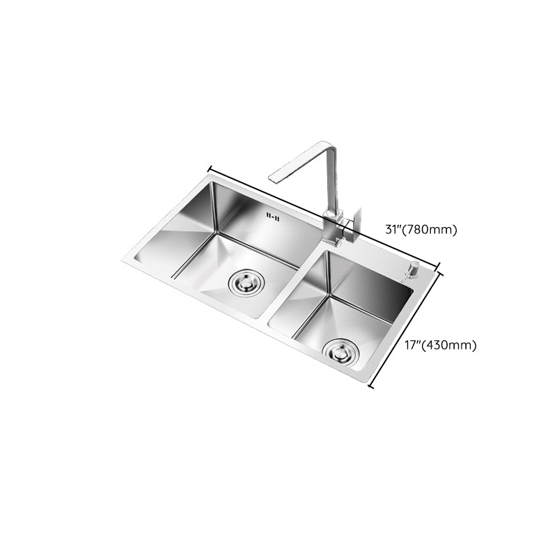 Kitchen Double Sink Stainless Steel Modern Style Drop-In Kitchen Sink