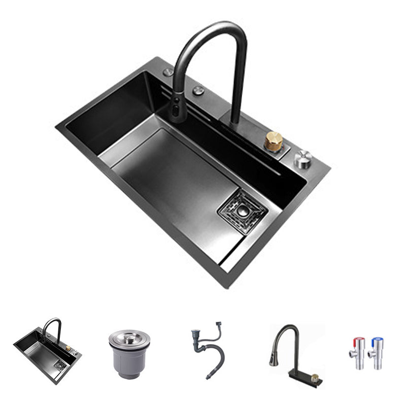 Contemporary Kitchen Sink Stainless Steel Rectangular Shape Kitchen Sink