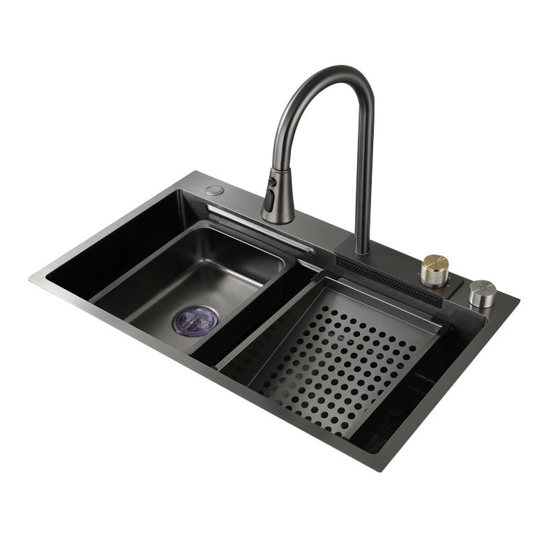 Contemporary Kitchen Sink Stainless Steel Rectangular Shape Kitchen Sink