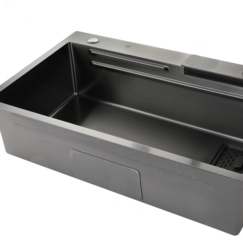 Contemporary Kitchen Sink Stainless Steel Rectangular Shape Kitchen Sink