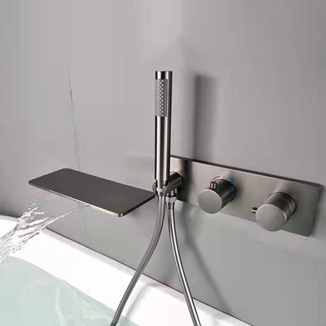 Modern Bath Filler Trim Copper Knob Handles with Handshower Wall Mounted Tub Filler