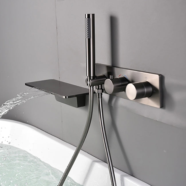 Modern Bath Filler Trim Copper Knob Handles with Handshower Wall Mounted Tub Filler