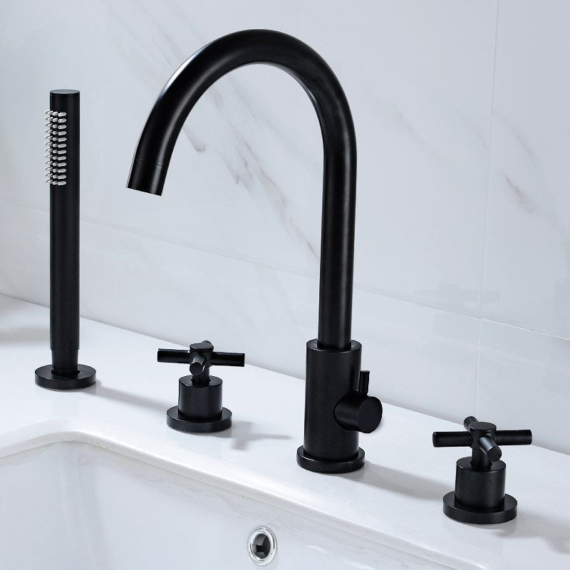 Modern Roman Tub Faucet Set Copper Deck-Mount with Handles Bathtub Faucet