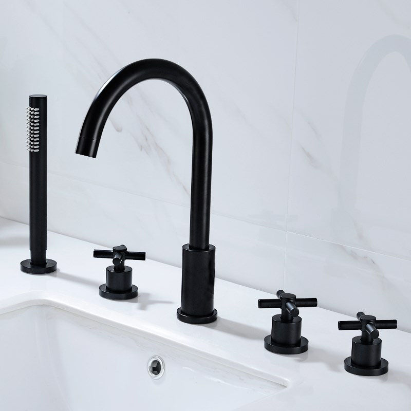 Modern Roman Tub Faucet Set Copper Deck-Mount with Handles Bathtub Faucet