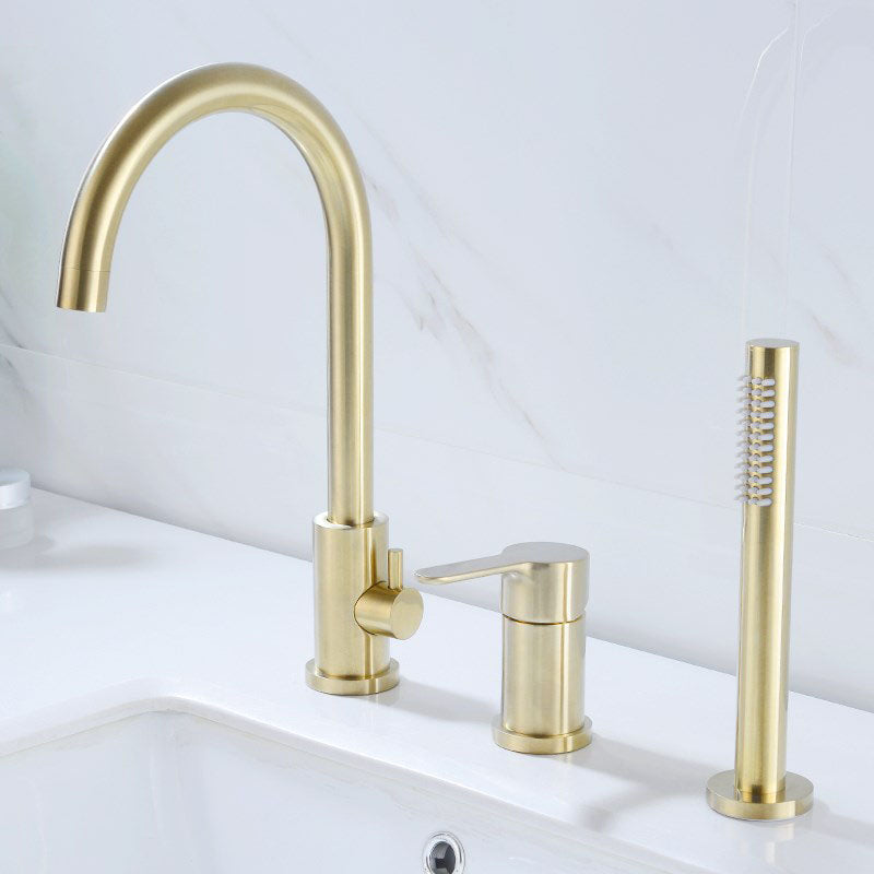 Modern Roman Tub Faucet Set Copper Deck-Mount with Handles Bathtub Faucet