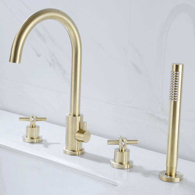 Modern Roman Tub Faucet Set Copper Deck-Mount with Handles Bathtub Faucet