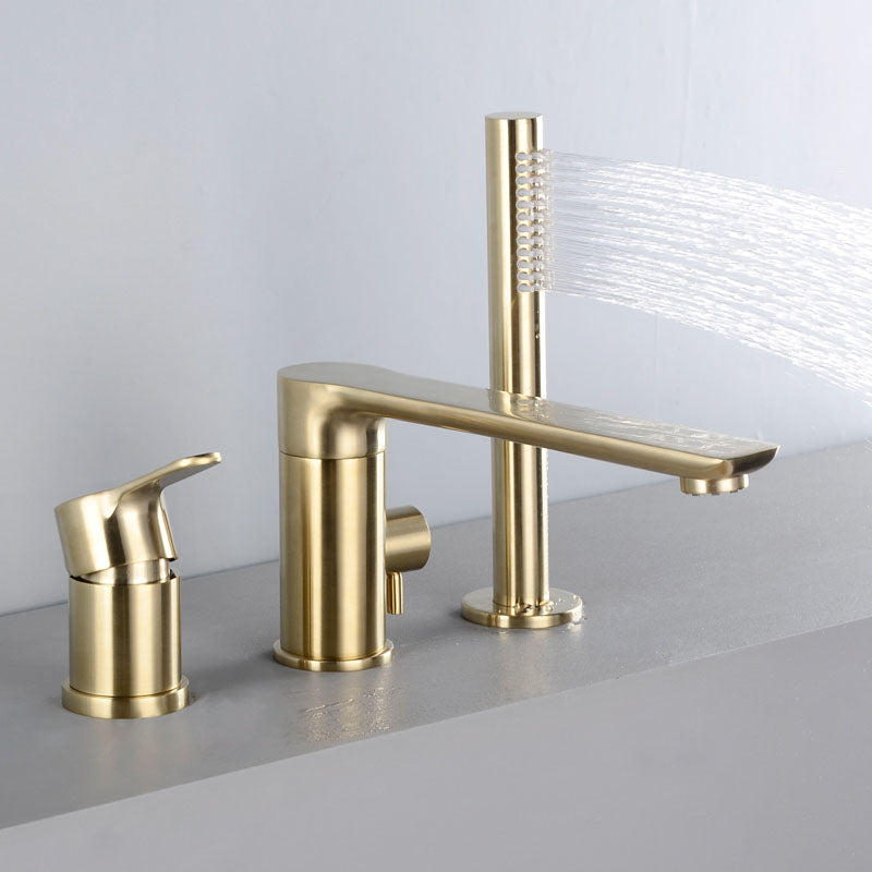 Modern Roman Tub Filler Copper with Hand Shower Deck Mounted Roman Tub Faucet