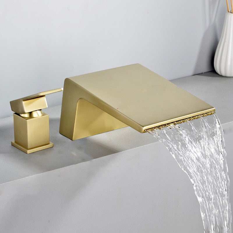 Modern Tub Spout Trim Copper Deck-Mount with Hand Shower and Handles Roman Tub Faucet