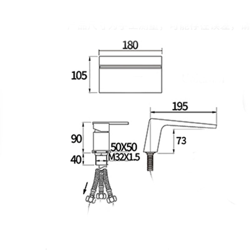 Modern Tub Spout Trim Copper Deck-Mount with Hand Shower and Handles Roman Tub Faucet