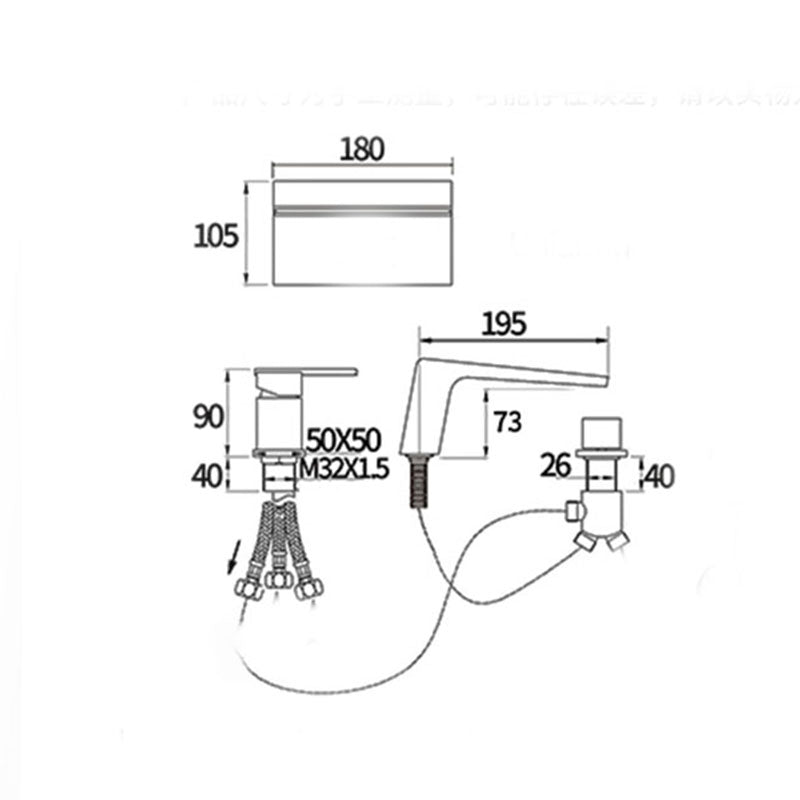 Modern Tub Spout Trim Copper Deck-Mount with Hand Shower and Handles Roman Tub Faucet