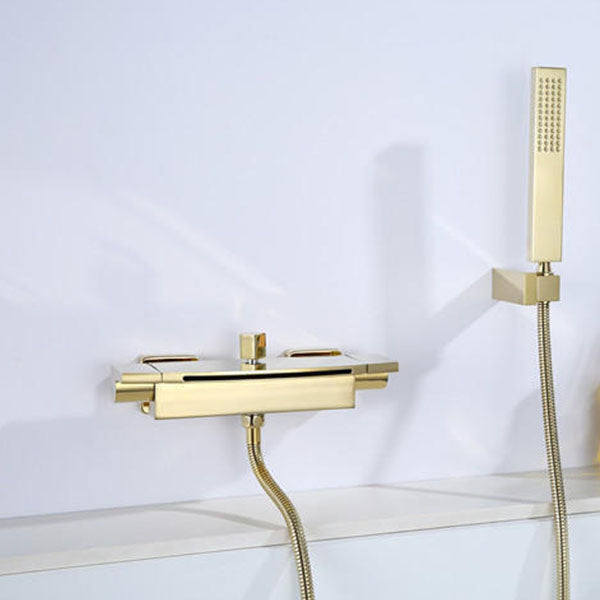 Modern Tub Filler Trim Copper Wall Mounted with Handshower Waterfall Tub Filler