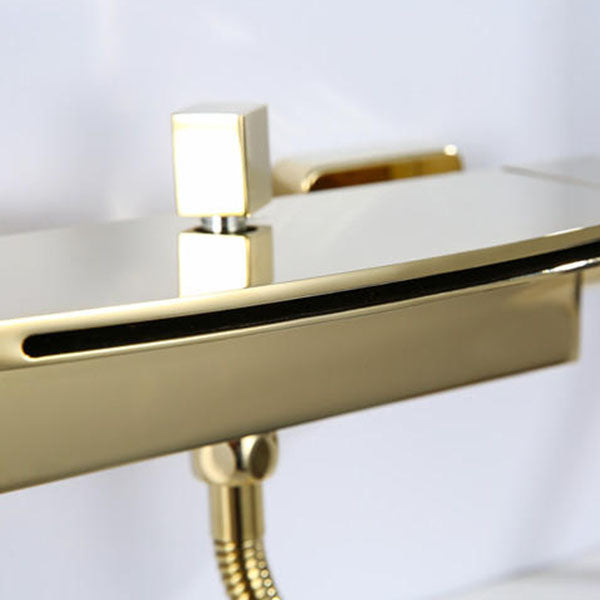 Modern Tub Filler Trim Copper Wall Mounted with Handshower Waterfall Tub Filler