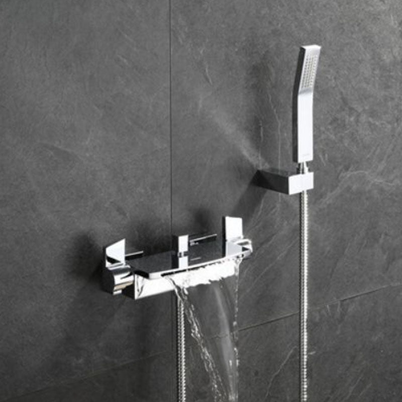 Modern Tub Filler Trim Copper Wall Mounted with Handshower Waterfall Tub Filler