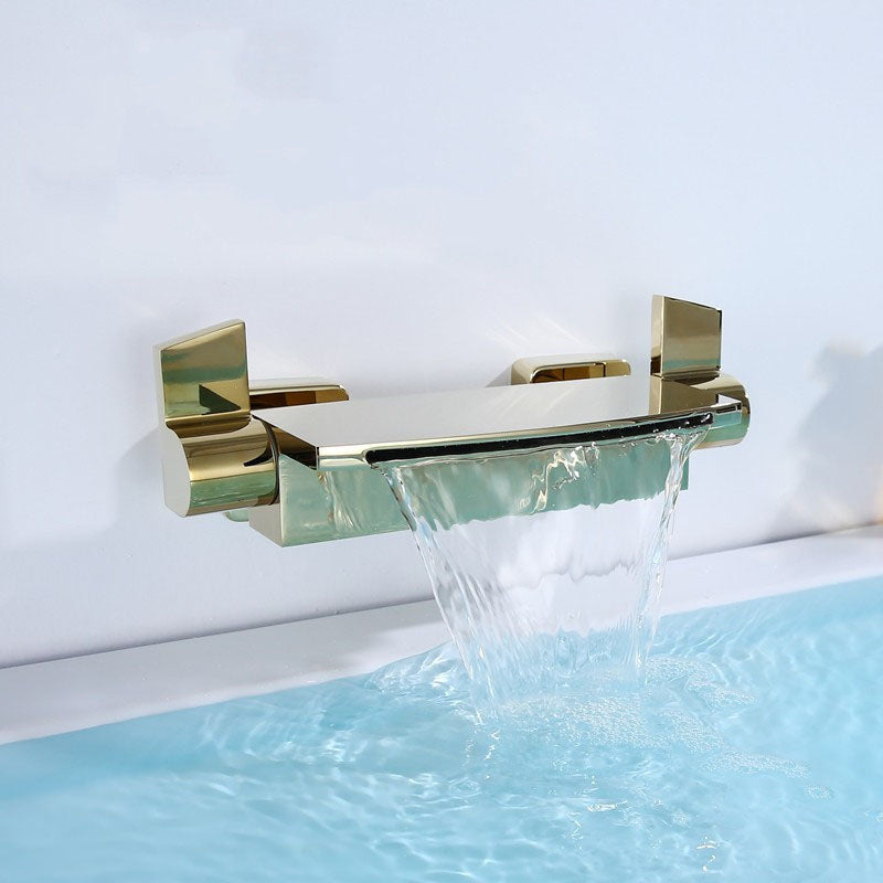 Modern Tub Filler Trim Copper Wall Mounted with Handshower Waterfall Tub Filler