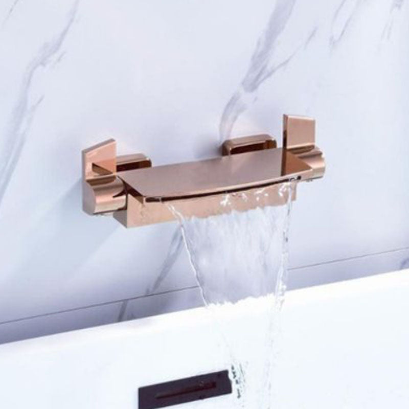 Modern Tub Filler Trim Copper Wall Mounted with Handshower Waterfall Tub Filler