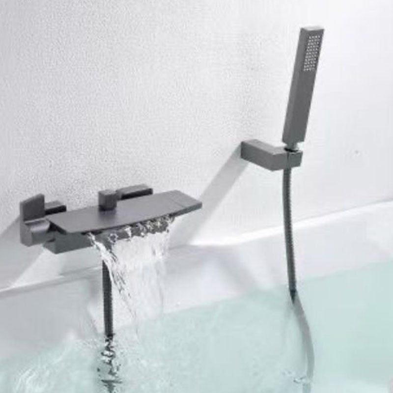 Modern Tub Filler Trim Copper Wall Mounted with Handshower Waterfall Tub Filler