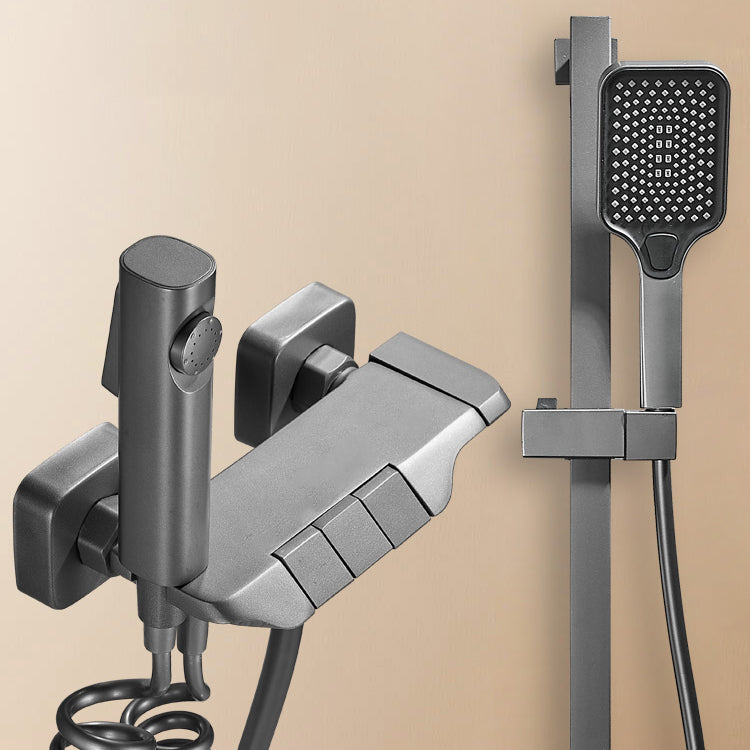 Square Shower Set Adjustable Spray Pattern Wall-Mounted Shower Set with Handshower