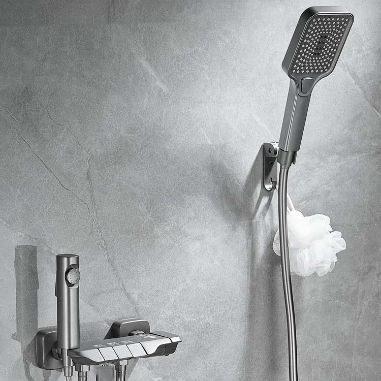 Square Shower Set Adjustable Spray Pattern Wall-Mounted Shower Set with Handshower