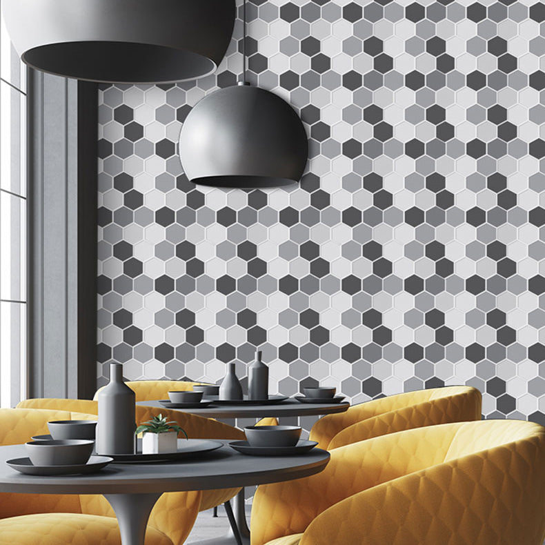 Mosaic Tile Wallpaper PVC Waterproof Peel & Stick Mosaic Tile with Hexagonal Shape