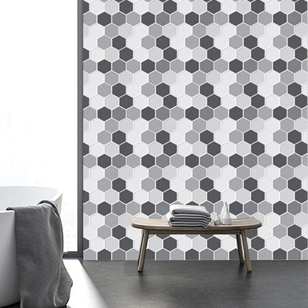 Mosaic Tile Wallpaper PVC Waterproof Peel & Stick Mosaic Tile with Hexagonal Shape