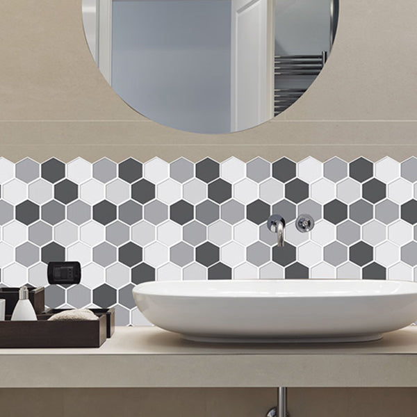 Mosaic Tile Wallpaper PVC Waterproof Peel & Stick Mosaic Tile with Hexagonal Shape