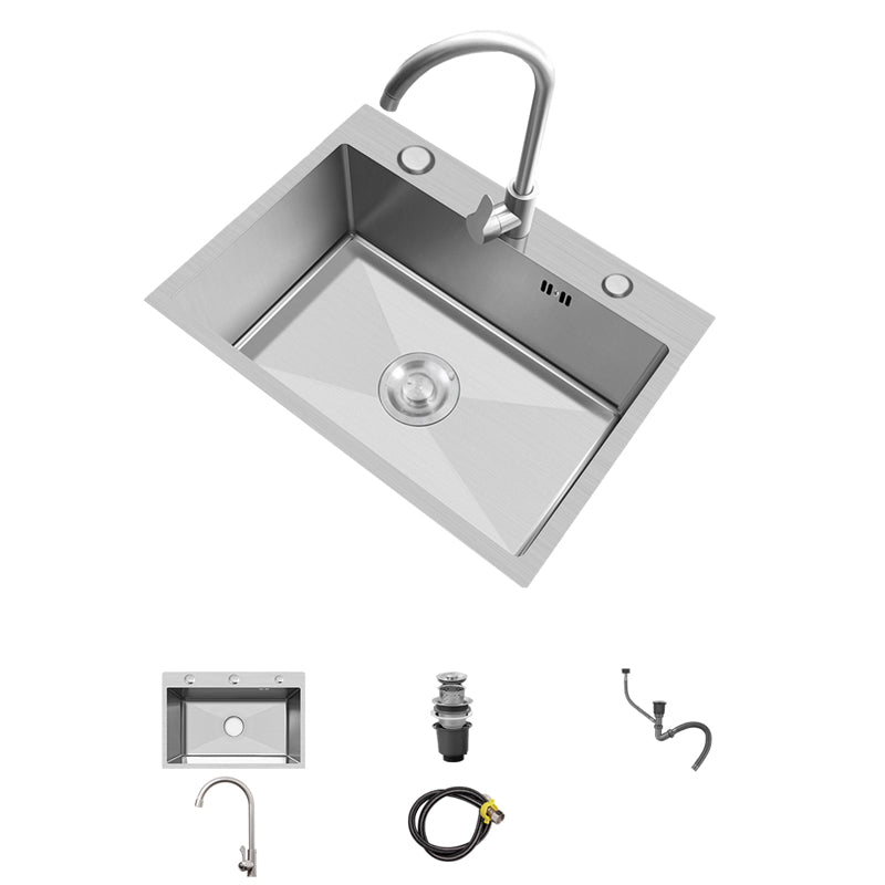 Modern Style Kitchen Sink Overflow Hole Design Drop-In Noise-cancelling Kitchen Sink