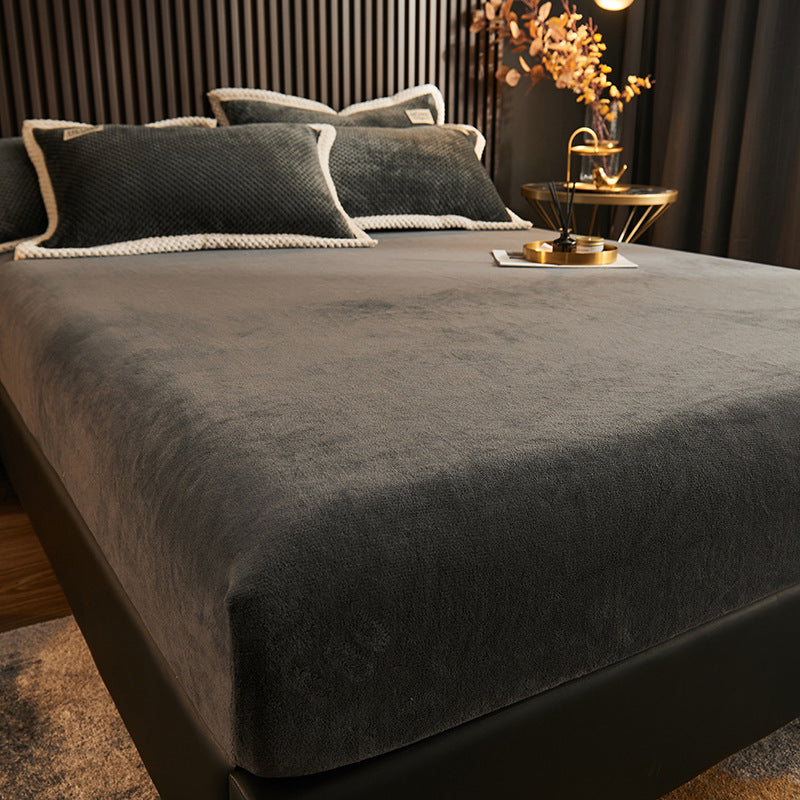 Soild Elegand Bed Sheet Set Flannel Fitted Sheet for Bedroom